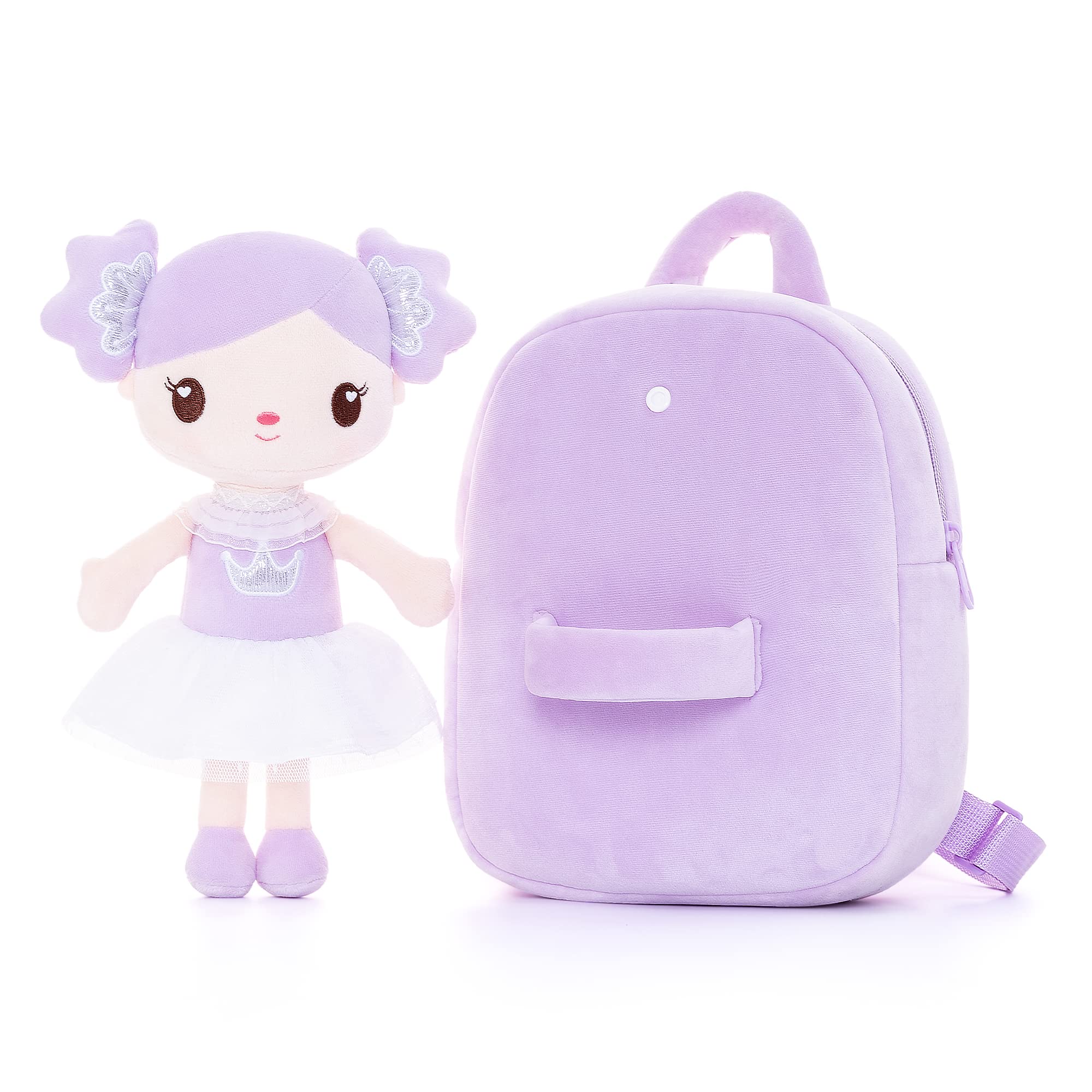 Gloveleya 9 - inch Personalized Curl Candy Girls Doll Backpack Purple - Gloveleya Official