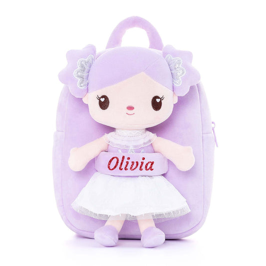 Gloveleya 9 - inch Personalized Curl Candy Girls Doll Backpack Purple - Gloveleya Official