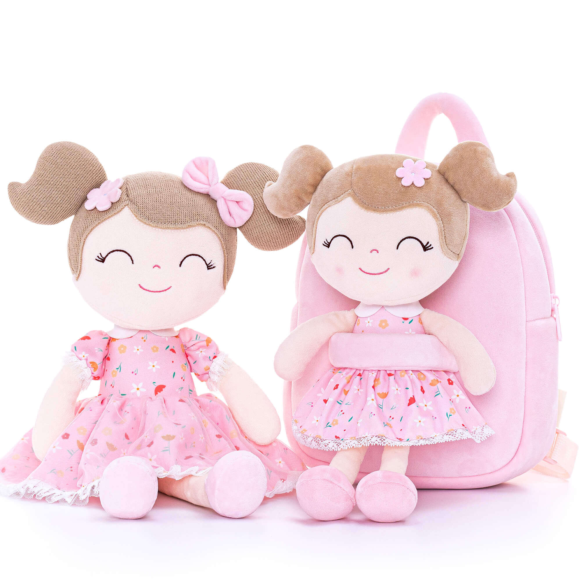 Gloveleya 9 - inch Personalized Flower Fairy Girls Dolls Backpacks Pink - Gloveleya Official