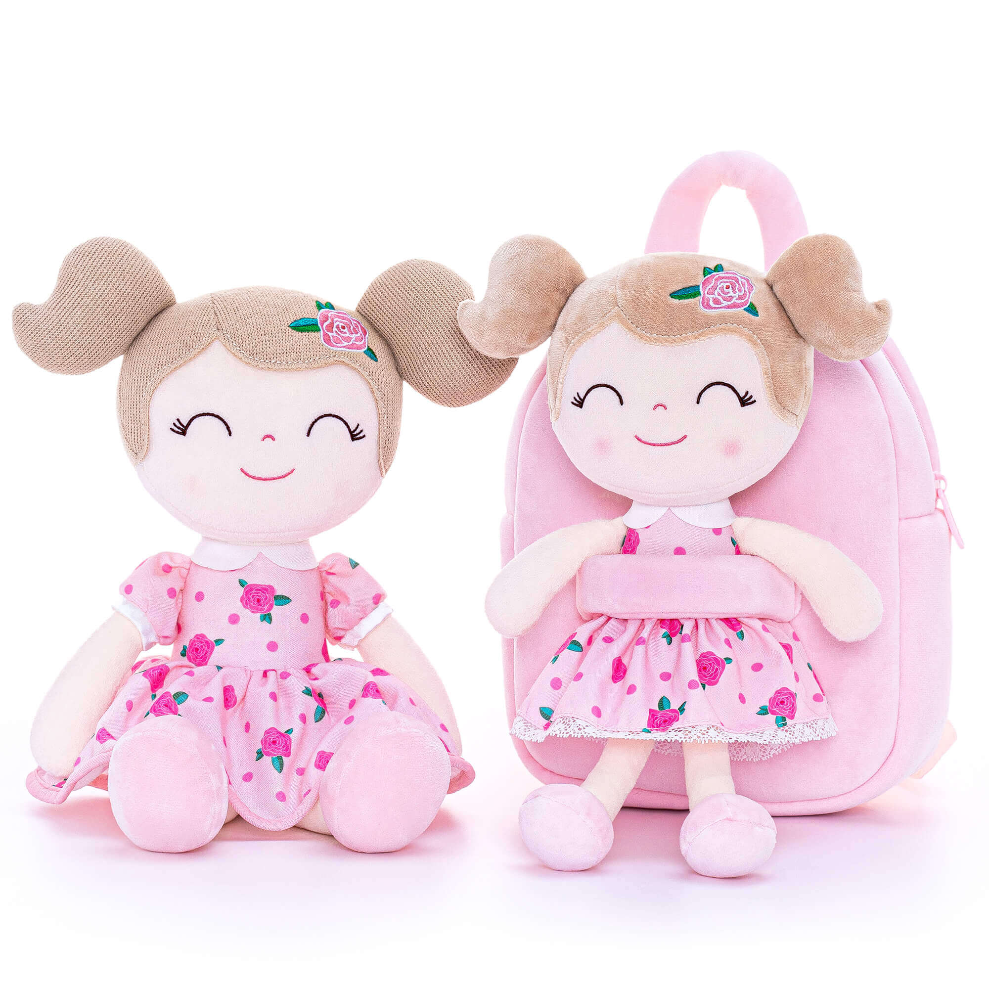 Gloveleya 9 - inch Personalized Flower Fairy Girls Dolls Backpacks Pink Rose - Gloveleya Official