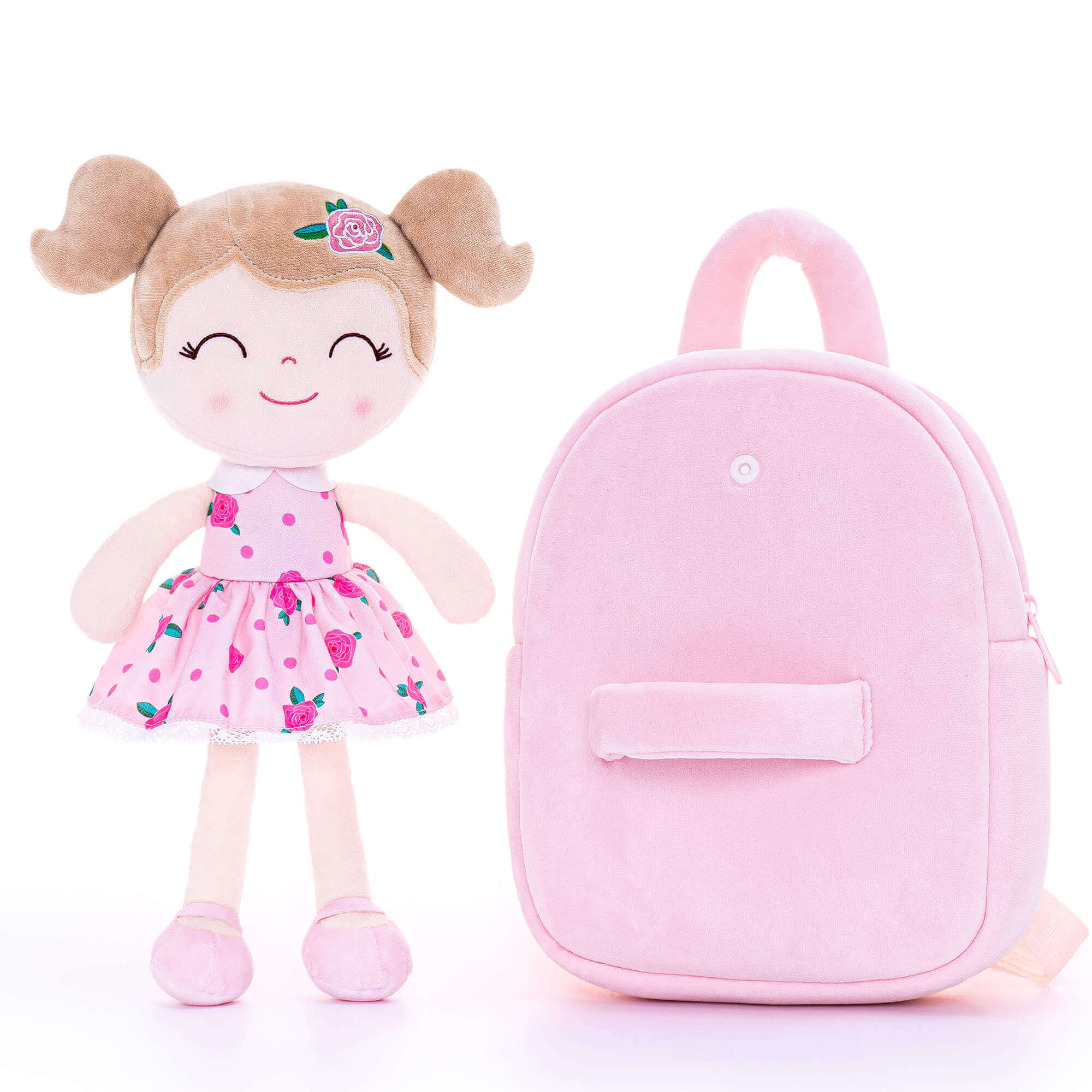 Gloveleya 9 - inch Personalized Flower Fairy Girls Dolls Backpacks Pink Rose - Gloveleya Official