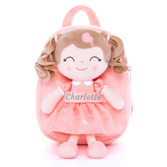 Gloveleya 9 - inch Personalized Love Heart Girls Dolls Backpacks Orange - Gloveleya Official