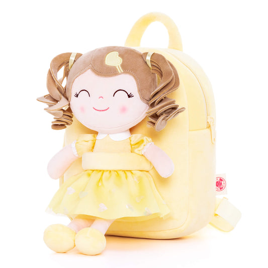 Gloveleya 9 - inch Personalized Love Heart Girls Dolls Backpacks Yellow - Gloveleya Official