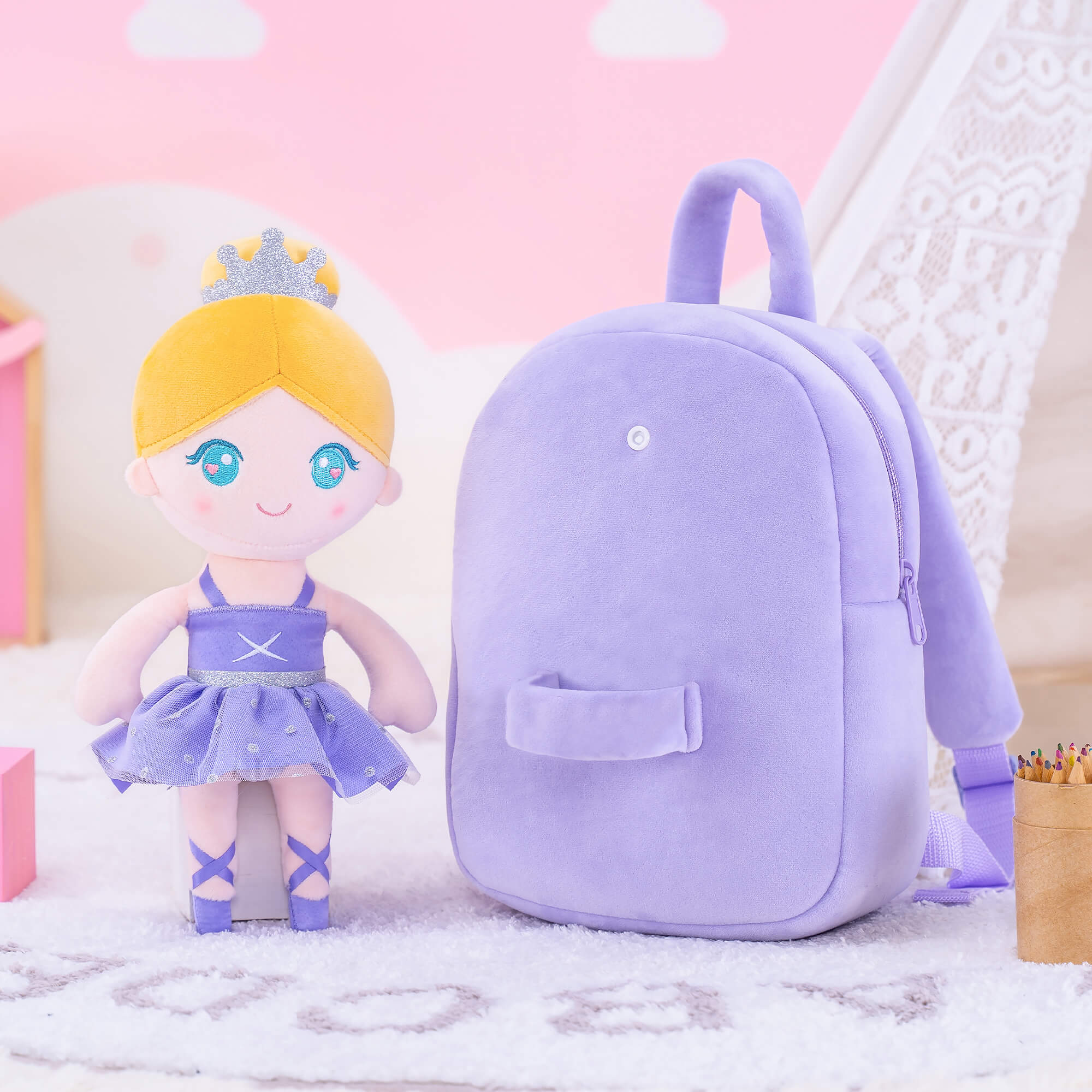 Gloveleya 9 - inch Personalized Plush Ballet Girl Dolls Backpack Series Ballet Dream - Gloveleya Official