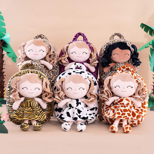 Gloveleya 9 - inch Personalized Plush Curly Animal Dolls Backpack Gifts - Gloveleya Official