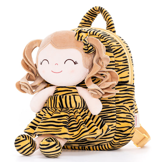 Gloveleya 9 - inch Personalized Plush Curly Animal Dolls Backpack Tiger - Gloveleya Official