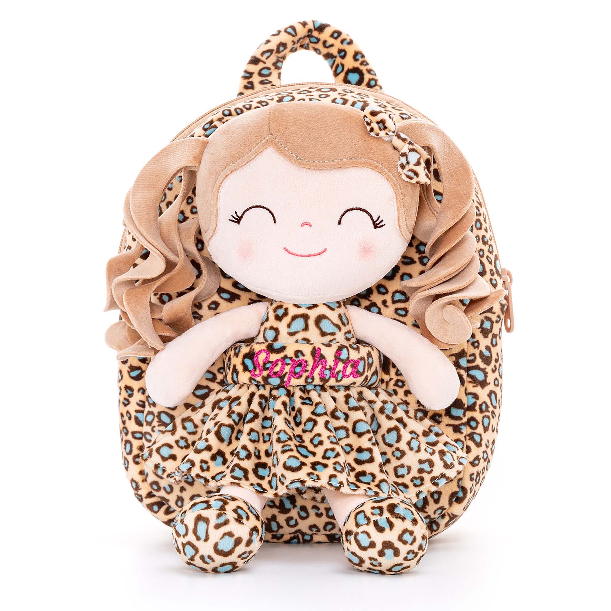 Gloveleya 9 - inch Personalized Plush Curly Animal Leopard Dolls Backpack Skinny - Gloveleya Official