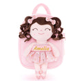 Cargar la imagen en la vista de la galería, Gloveleya 9 - inch Personalized Plush Curly Ballet Girl Dolls Backpack Champagne Pink Ballet Dream - Gloveleya Official
