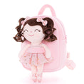 Cargar la imagen en la vista de la galería, Gloveleya 9 - inch Personalized Plush Curly Ballet Girl Dolls Backpack Champagne Pink Ballet Dream - Gloveleya Official
