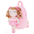 Load image into Gallery viewer, Gloveleya 9 - inch Personalized Plush Curly Ballet Girl Dolls Backpack Peach Ballet Dream - Gloveleya Official
