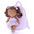 Bild in Galerie-Betrachter laden, Gloveleya 9 - inch Personalized Plush Curly Ballet Girl Dolls Backpack Tanned Purple Ballet Dream - Gloveleya Official
