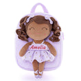 Load image into Gallery viewer, Gloveleya 9 - inch Personalized Plush Curly Ballet Girl Dolls Backpack Tanned Purple Ballet Dream - Gloveleya Official
