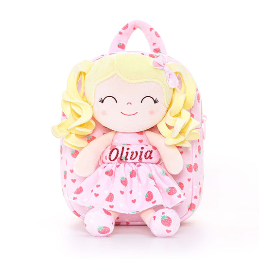 Gloveleya 9 - inch Personalized Plush Curly Fruit Dolls Backpack Strawberry - Gloveleya Official