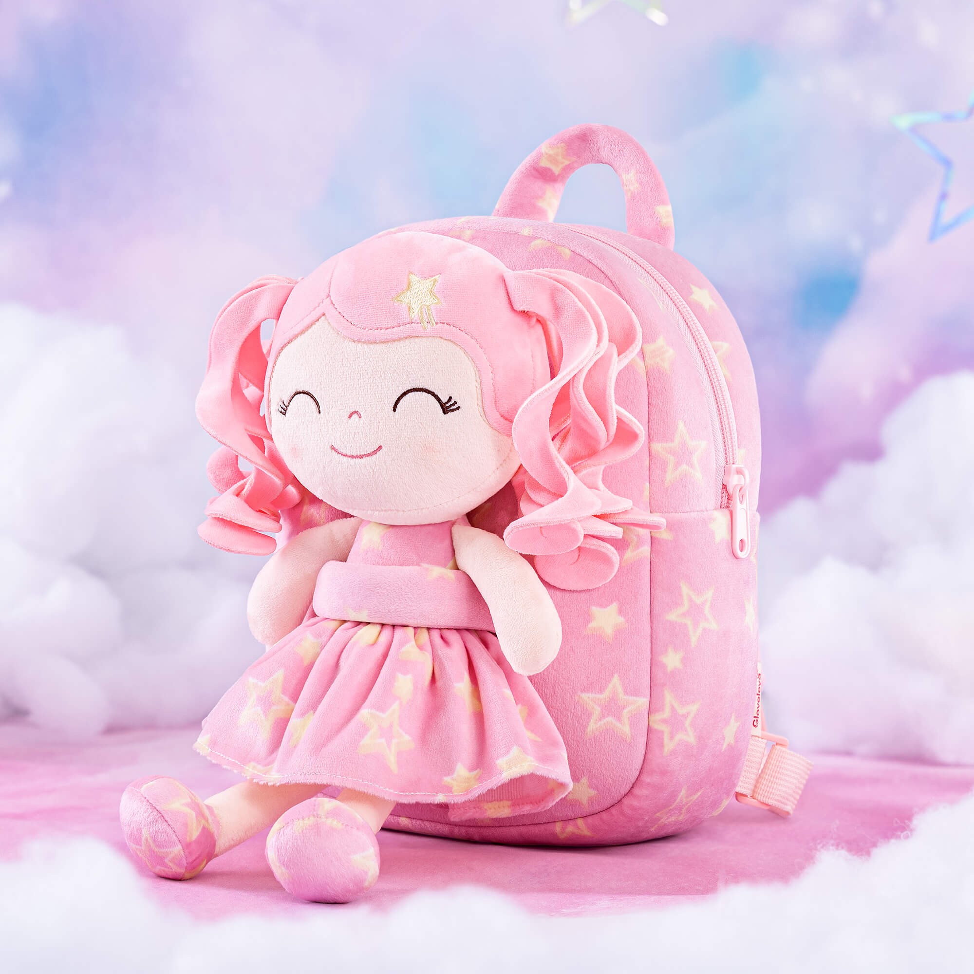 Gloveleya 9 - inch Personalized Plush Curly Star Dolls Backpack Gifts - Gloveleya Official