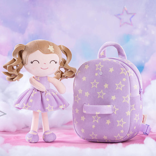 Gloveleya 9 - inch Personalized Plush Curly Star Dolls Backpack Gifts - Gloveleya Official