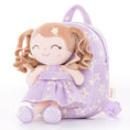 Load image into Gallery viewer, Gloveleya 9 - inch Personalized Plush Curly Star Dolls Backpack Purple - Gloveleya Official
