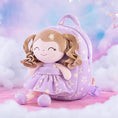 Cargar la imagen en la vista de la galería, Gloveleya 9 - inch Personalized Plush Curly Star Dolls Backpack Purple - Gloveleya Official
