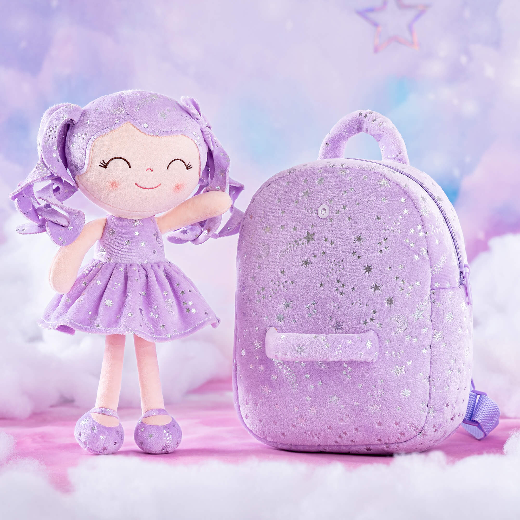 Gloveleya 9 - inch Personalized Starry Sky Girl Backpack Purple - Gloveleya Official