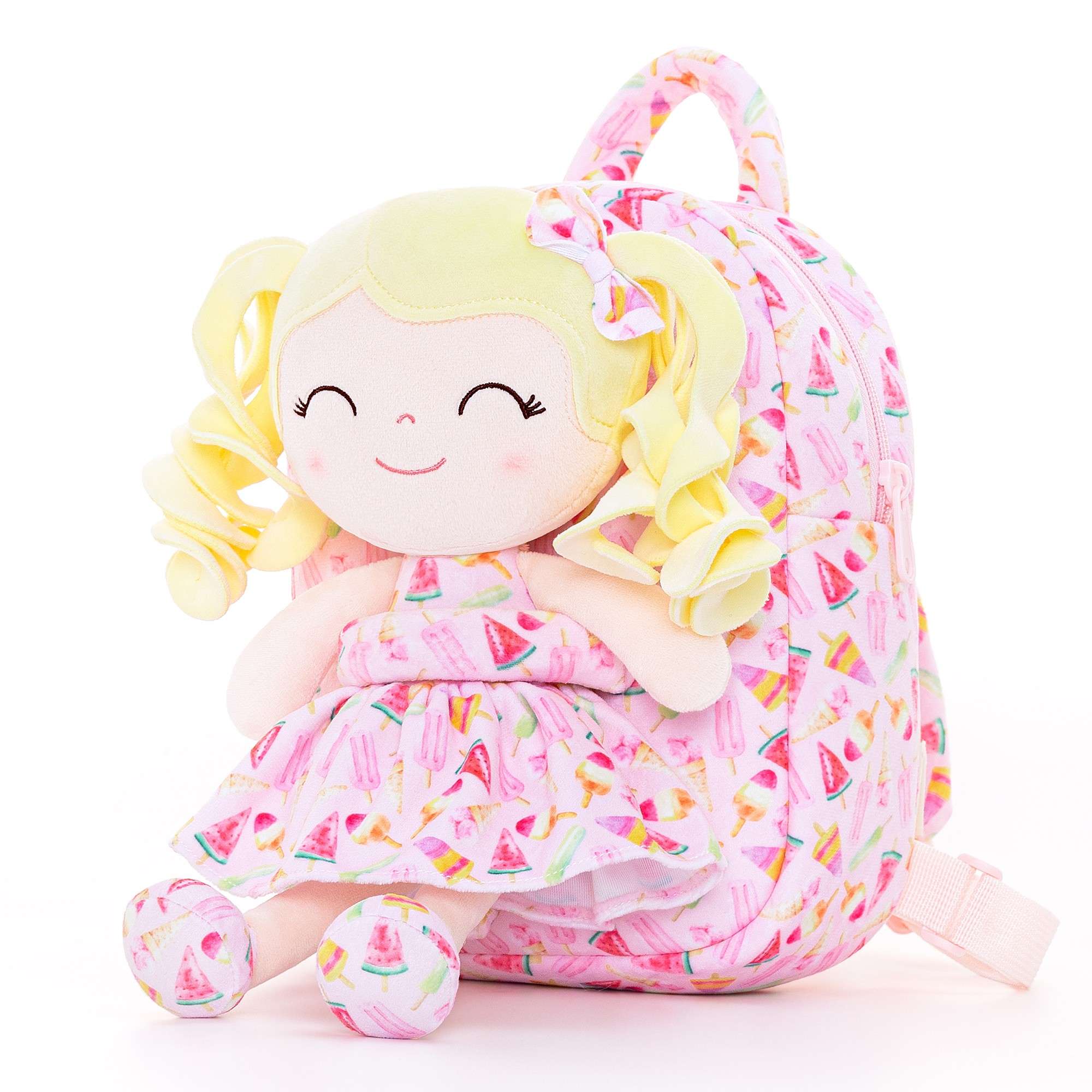 Gloveleya 9 - inch Personalized Toddler Backpack Curly Girl Doll Fruit Series Backpack - Gloveleya Official