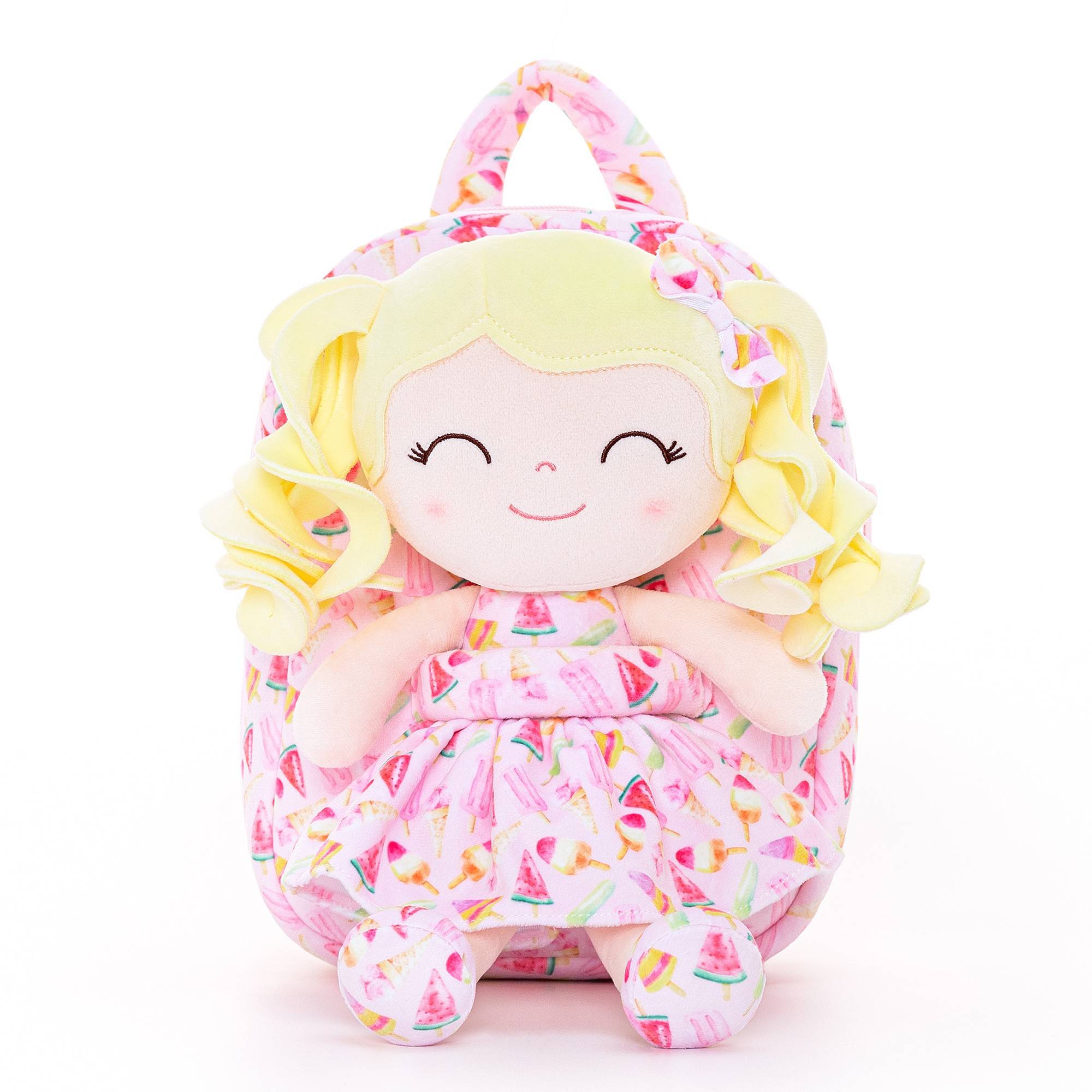 Gloveleya 9 - inch Personalized Toddler Backpack Curly Girl Doll Fruit Series Backpack - Gloveleya Official