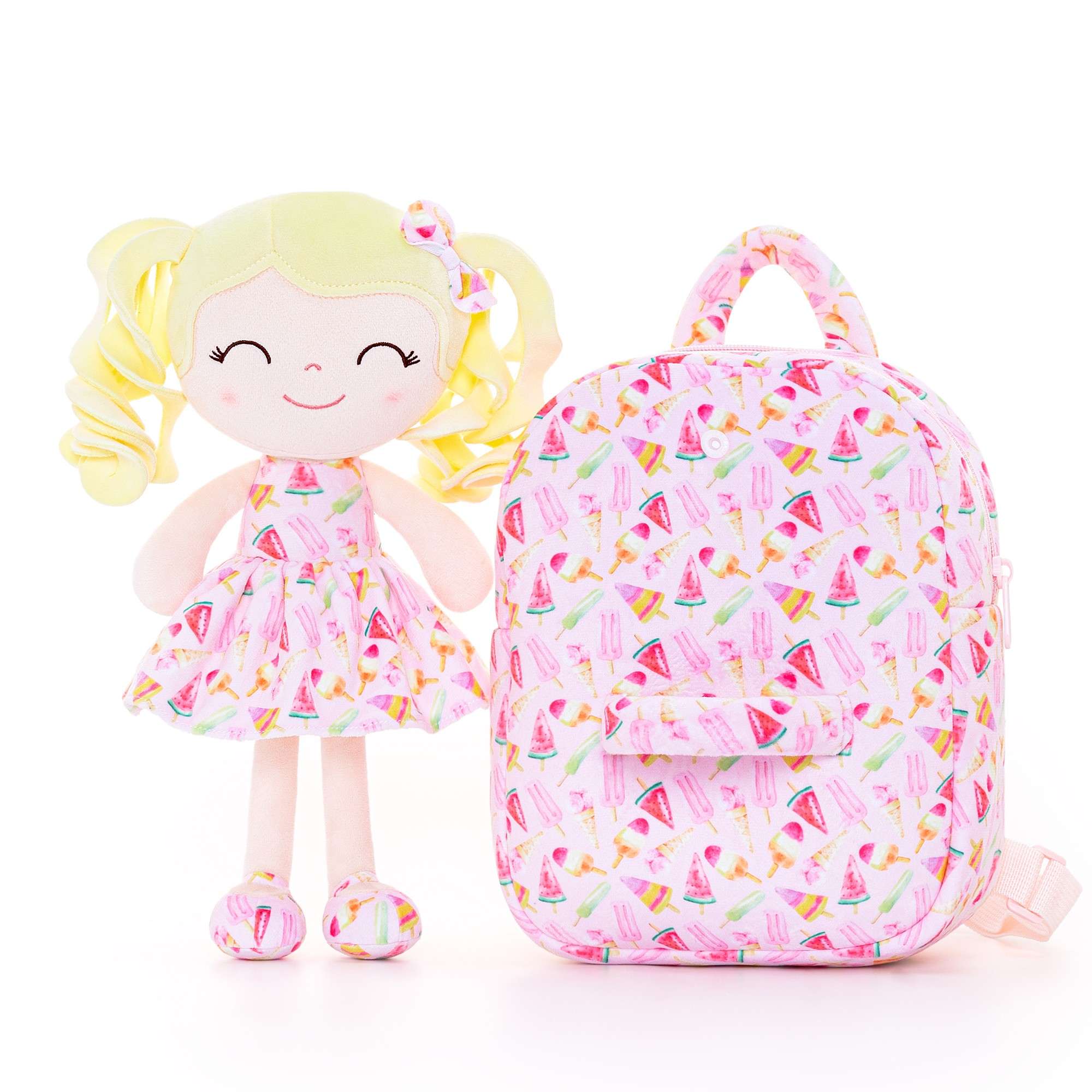 Gloveleya 9 - inch Personalized Toddler Backpack Curly Girl Doll Fruit Series Backpack - Gloveleya Official