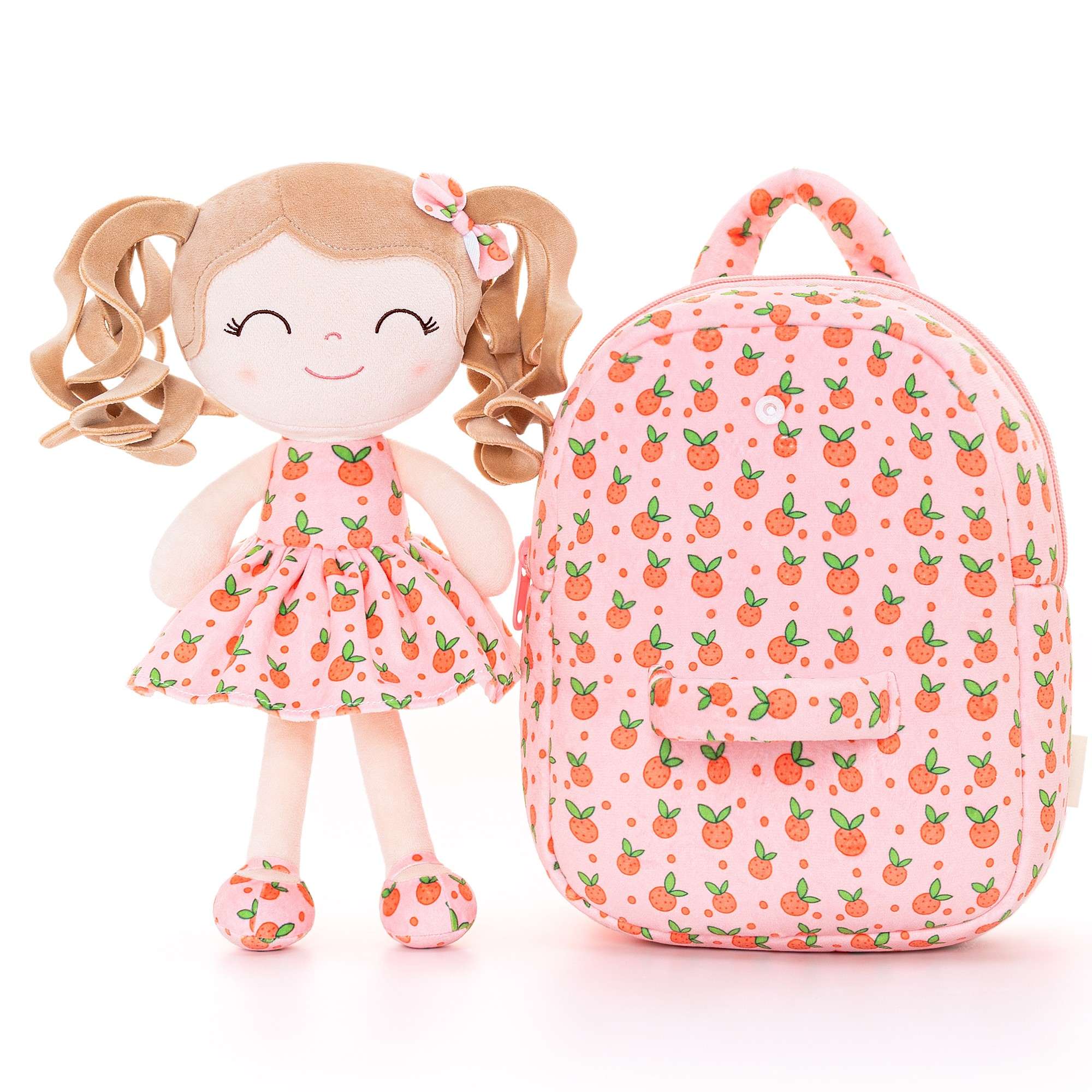 Gloveleya 9 - inch Personalized Toddler Backpack Curly Girl Doll Fruit Series Backpack - Gloveleya Official