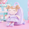 Load image into Gallery viewer, Gloveleya 9 - inch Toddler Girls Backpack Girl Gifts Plush Backpack with Doll in Flocked Heart Skirt Purple - Gloveleya Official
