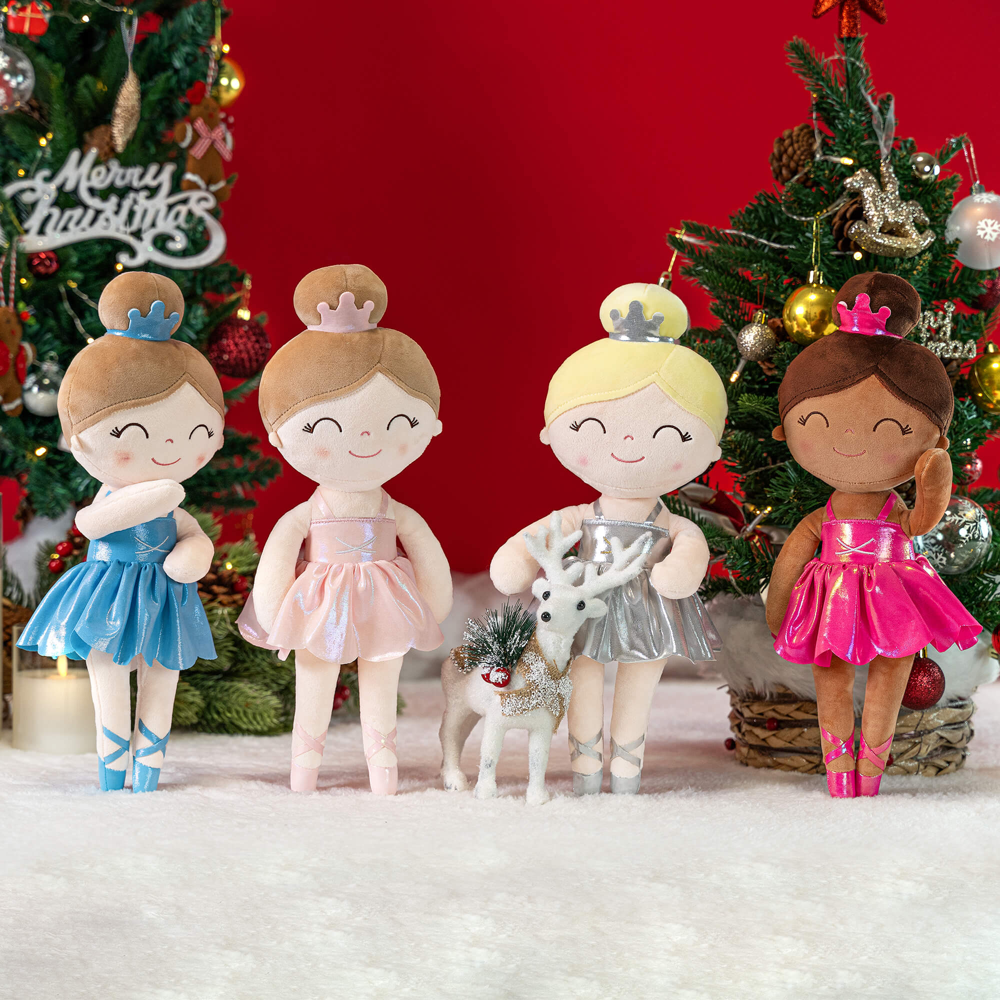Gloveleya 13-inch Personalized Plush Dolls Iridescent Glitter Ballerina Series Tanned Gold Ballet Dream