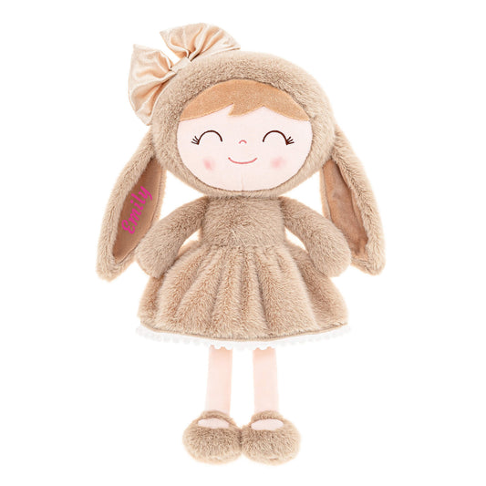 Gloveleya 12-inch Personalized Plush Bunny Doll Brown