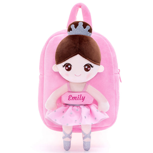 Gloveleya 9-inch Personalized Plush Ballet Girl Dolls Backpack Pink Ballet Dream