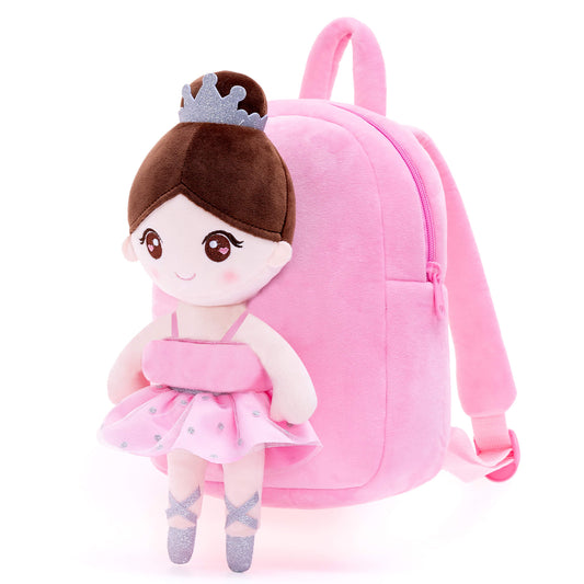 Gloveleya 9-inch Personalized Plush Ballet Girl Dolls Backpack Pink Ballet Dream