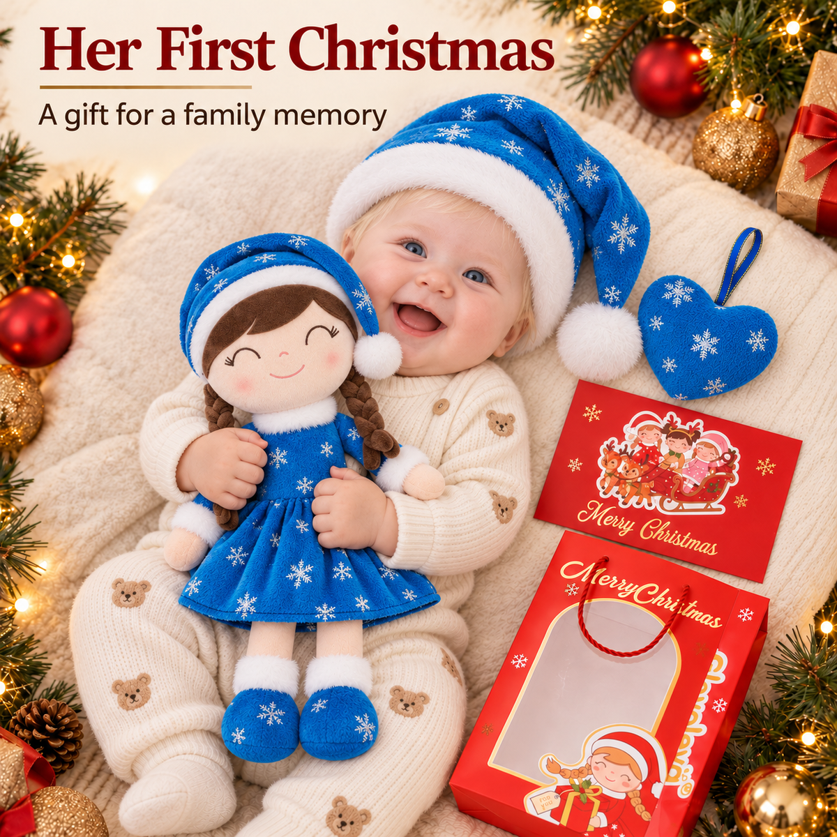Gloveleya Blue Christmas Doll Gift Set – 5 Pieces - Gloveleya Official