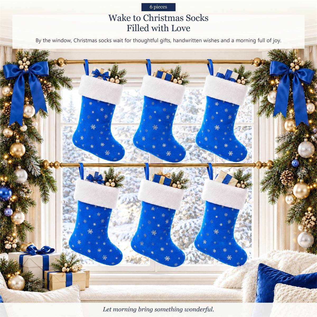 Gloveleya Blue Christmas Stockings – Set of 6 - Gloveleya Official