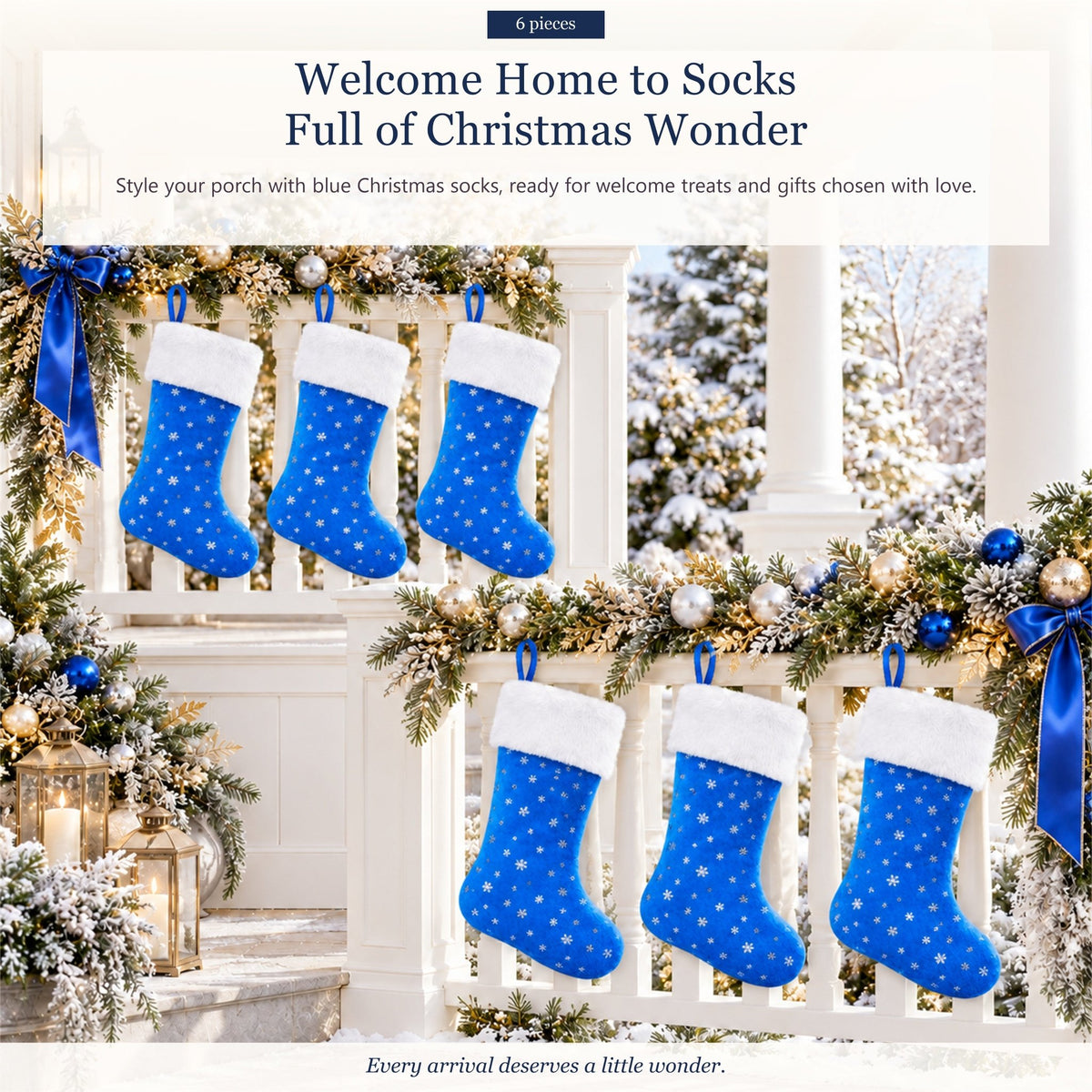 Gloveleya Blue Christmas Stockings – Set of 6 - Gloveleya Official