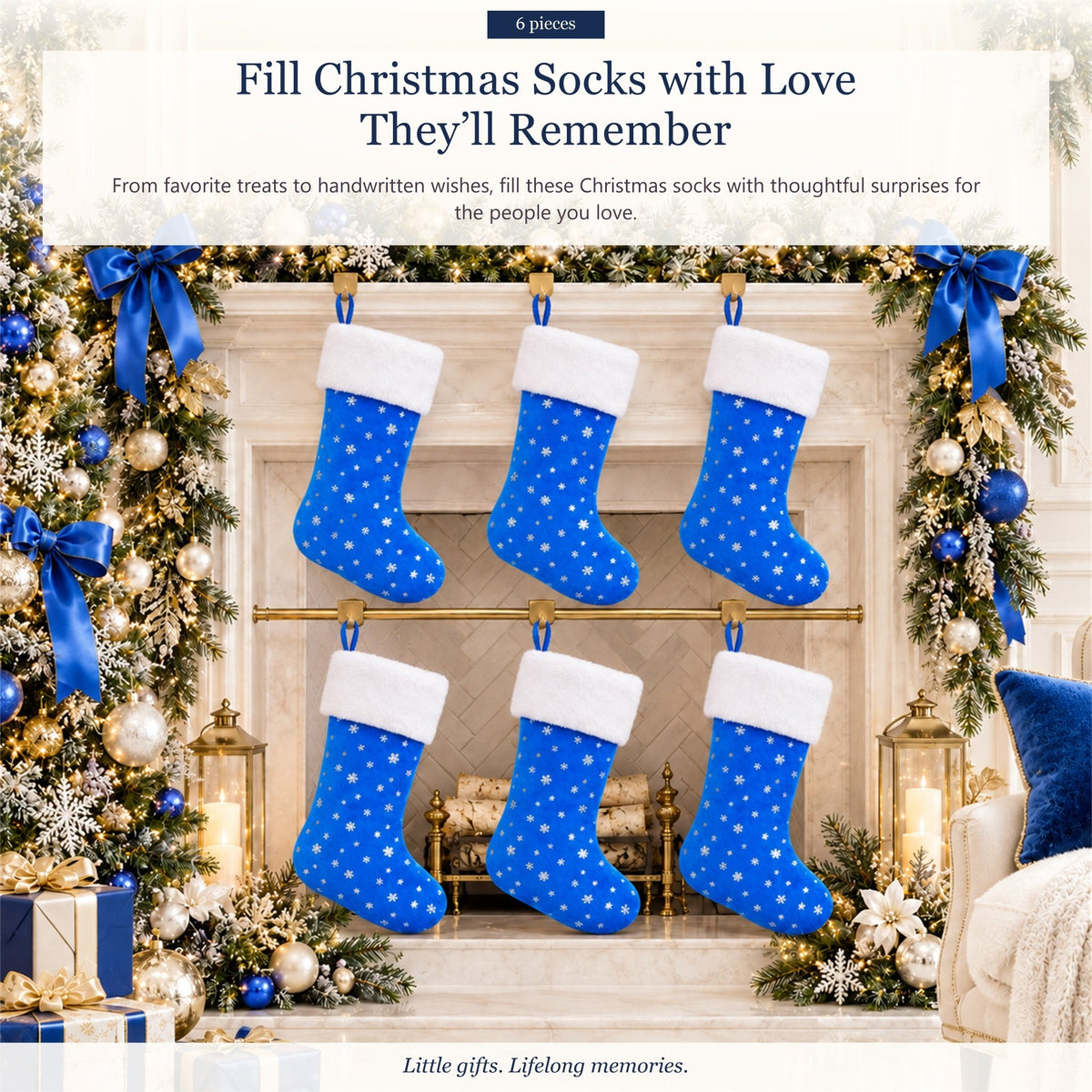 Gloveleya Blue Christmas Stockings – Set of 6 - Gloveleya Official