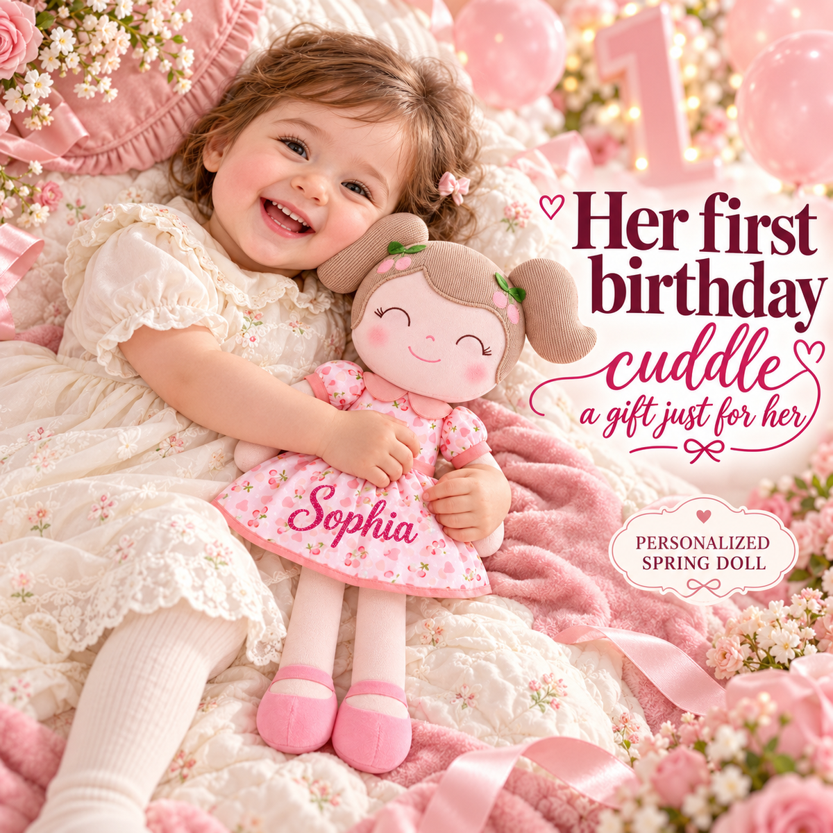 Gloveleya 16-inch pink Cherry Girl doll - personalized Sophia gift gallery 5