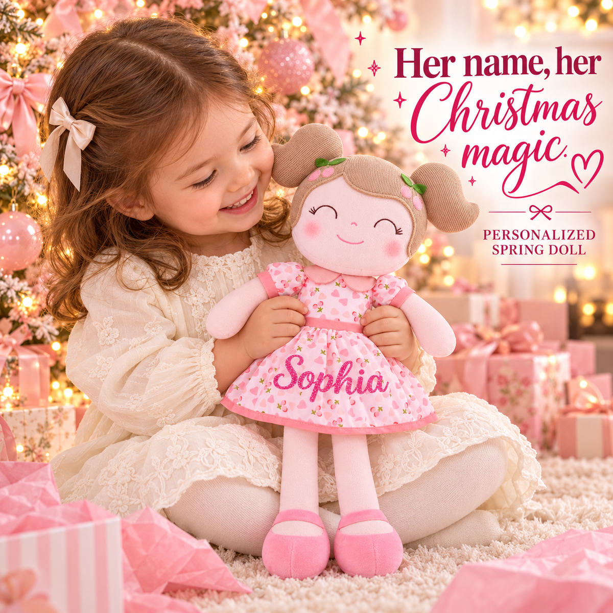 Gloveleya 16-inch pink Cherry Girl doll - personalized Sophia gift gallery 11