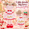 Load image into Gallery viewer, Gloveleya red Cherry Girl doll with gold Sophia name - gift gallery 8
