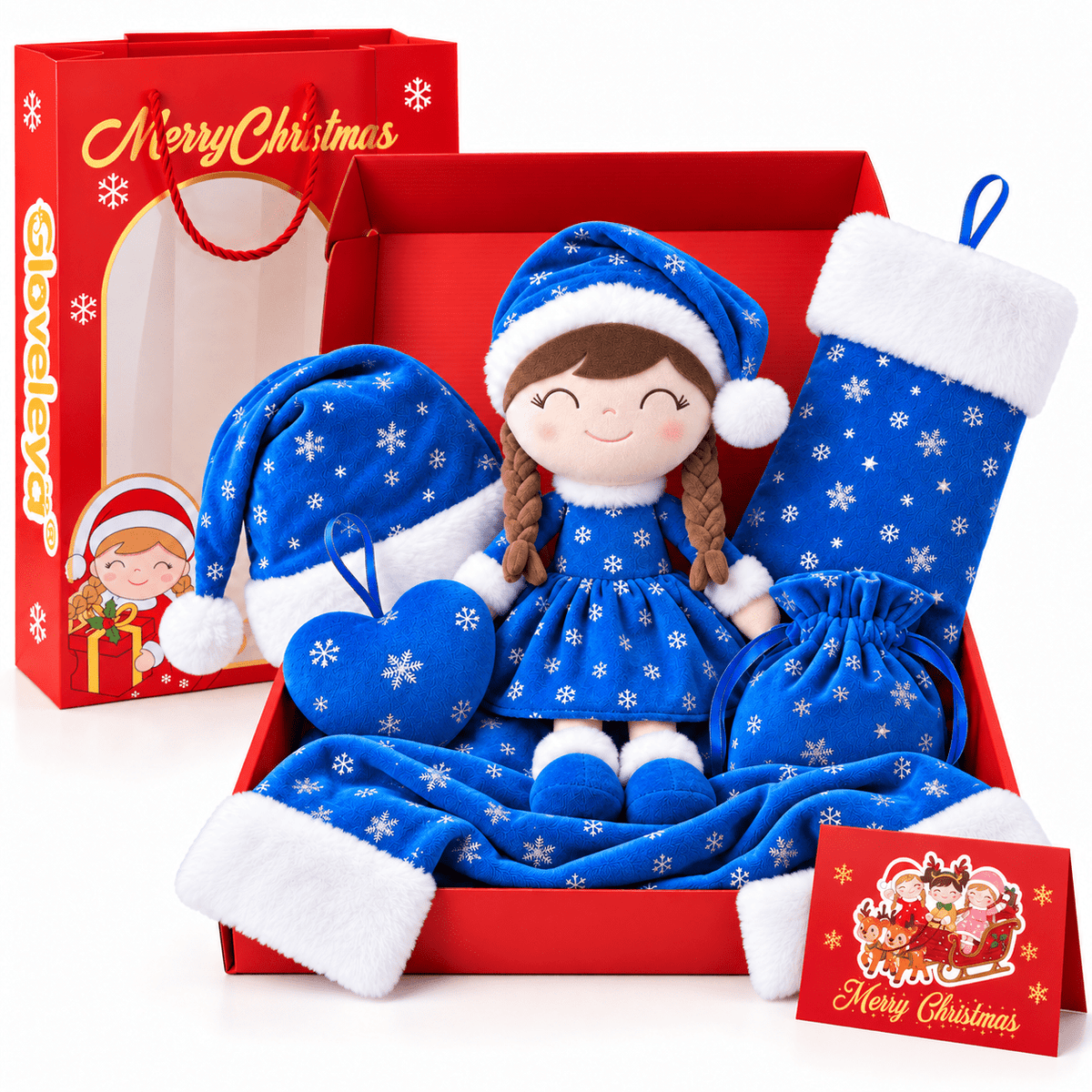 Gloveleya Christmas Doll Gift Box – 8-Piece 10th Anniversary Limited Edition – Blue - Gloveleya Official