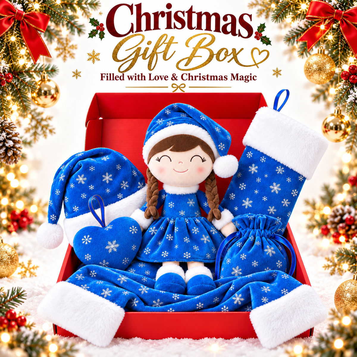 Gloveleya Christmas Doll Gift Box – 8-Piece 10th Anniversary Limited Edition – Blue - Gloveleya Official