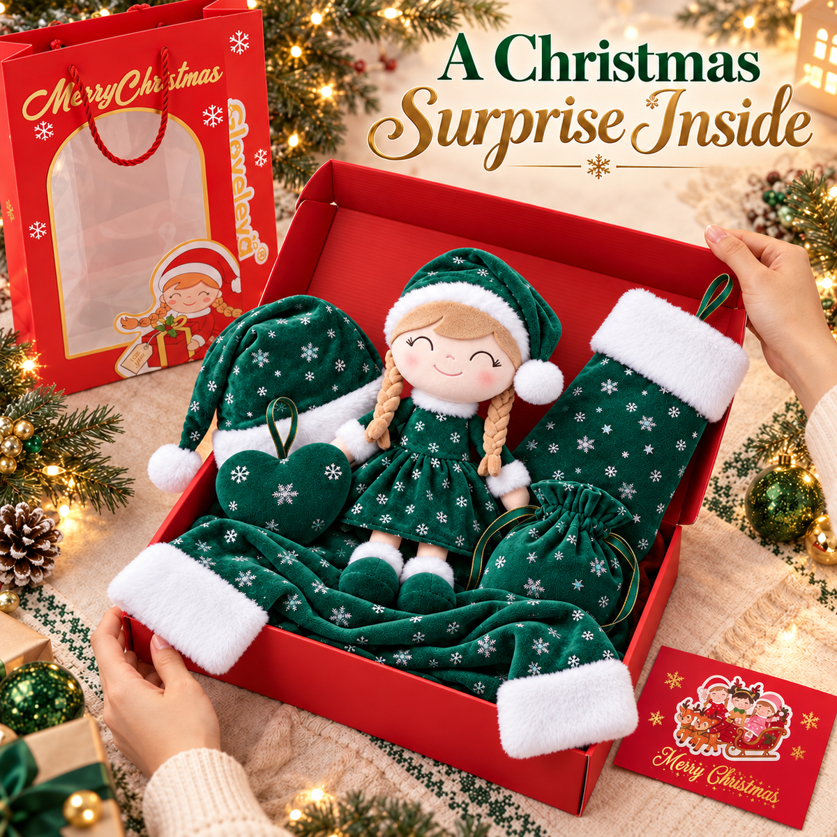 Gloveleya Christmas Doll Gift Box – 8-Piece 10th Anniversary Limited Edition – Green - Gloveleya Official