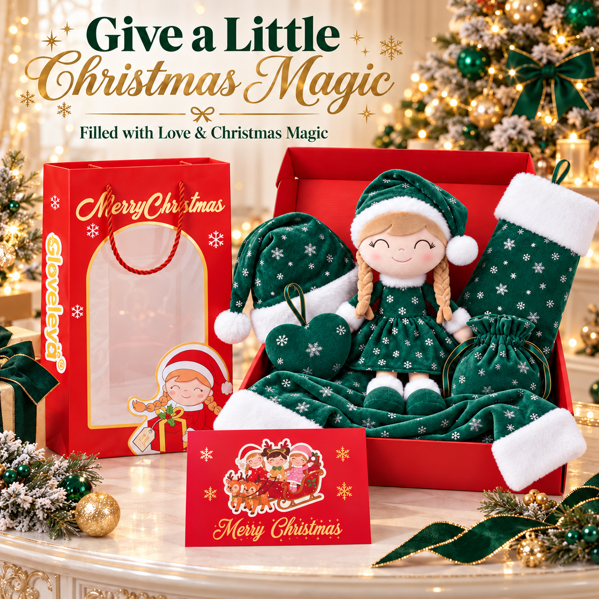 Gloveleya Christmas Doll Gift Box – 8-Piece 10th Anniversary Limited Edition – Green - Gloveleya Official