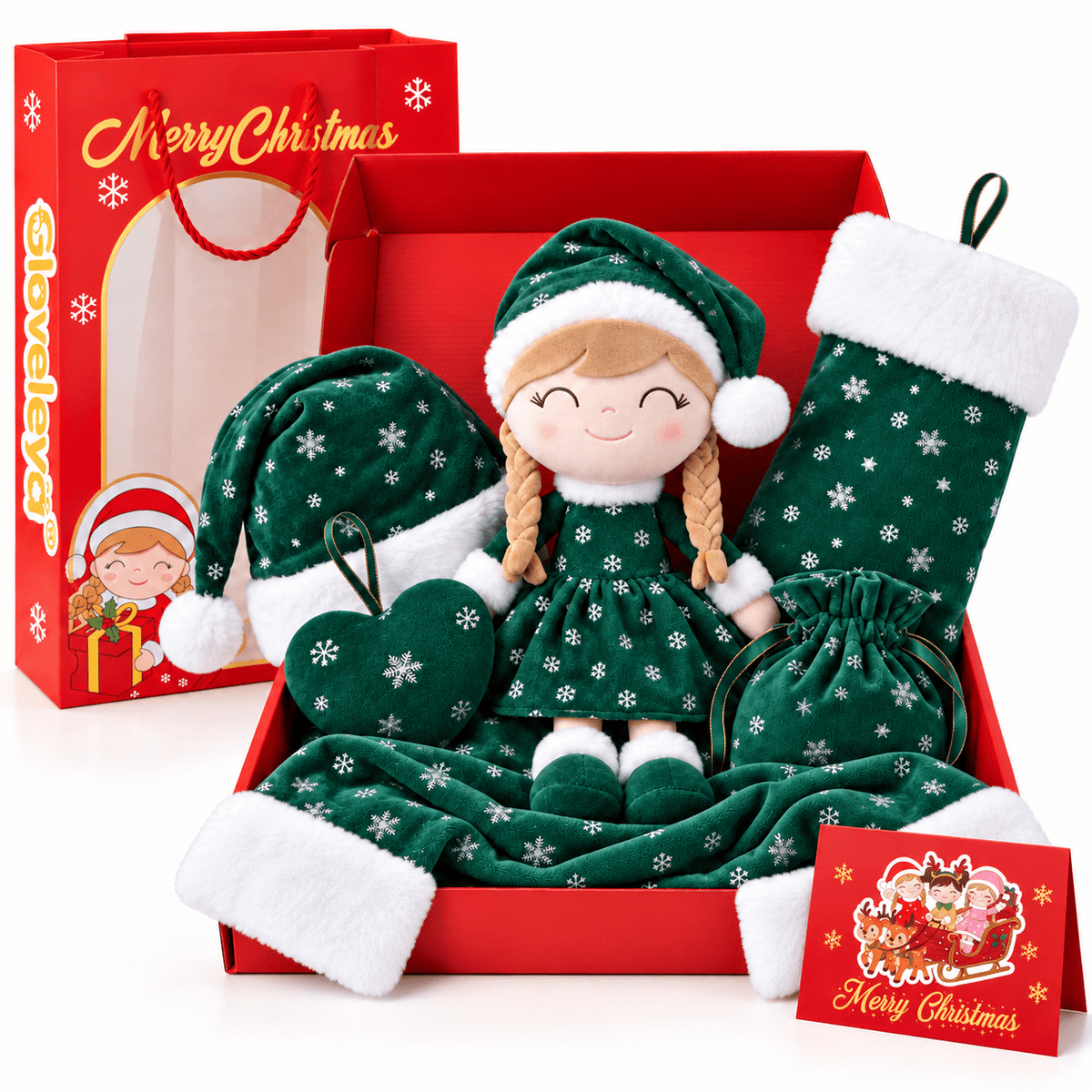 Gloveleya Christmas Doll Gift Box – 8-Piece 10th Anniversary Limited Edition – Green - Gloveleya Official