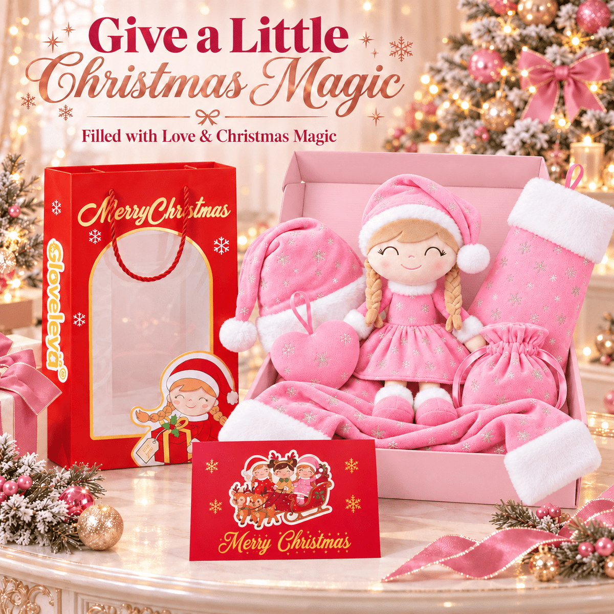 Gloveleya Christmas Doll Gift Box – 8-Piece 10th Anniversary Limited Edition – Pink, Light Skin - Gloveleya Official