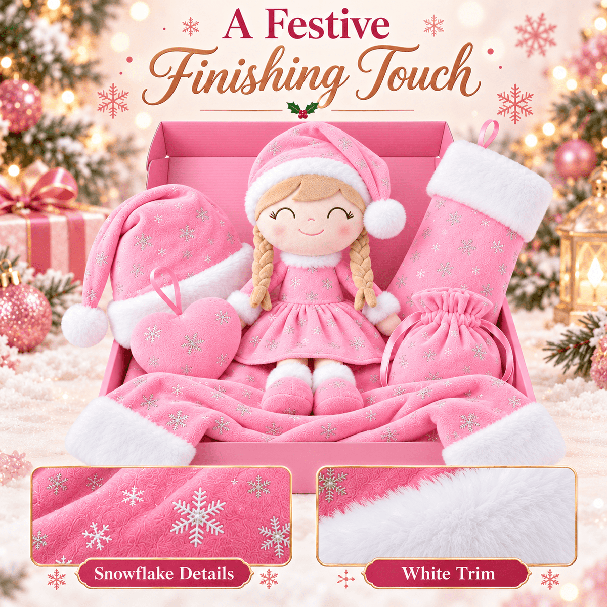 Gloveleya Christmas Doll Gift Box – 8-Piece 10th Anniversary Limited Edition – Pink, Light Skin - Gloveleya Official