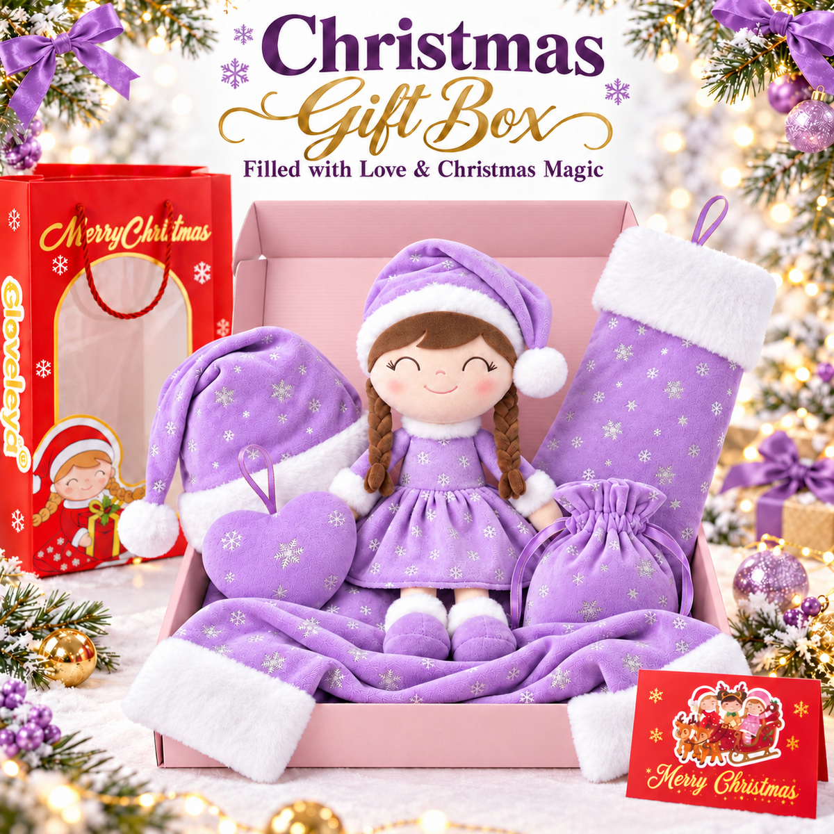 Gloveleya Christmas Doll Gift Box – 8-Piece 10th Anniversary Limited Edition – Purple - Gloveleya Official