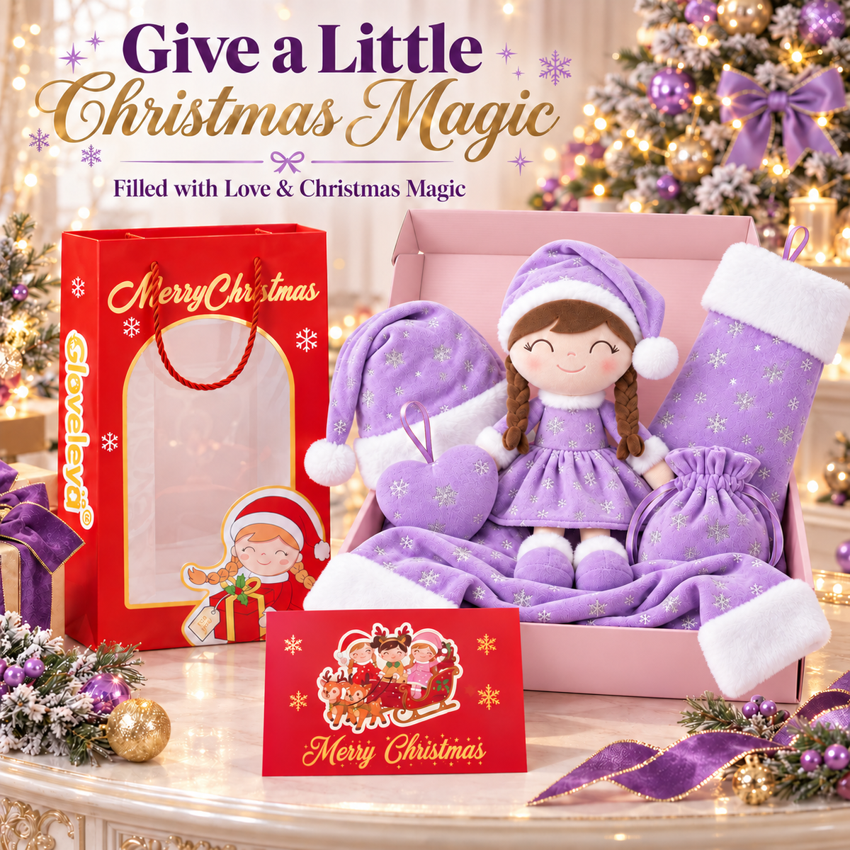 Gloveleya Christmas Doll Gift Box – 8-Piece 10th Anniversary Limited Edition – Purple - Gloveleya Official