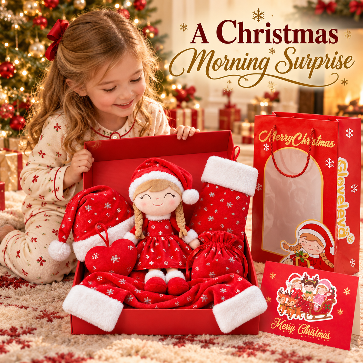 Gloveleya Christmas Doll Gift Box – 8-Piece 10th Anniversary Limited Edition – Red, Light Skin - Gloveleya Official