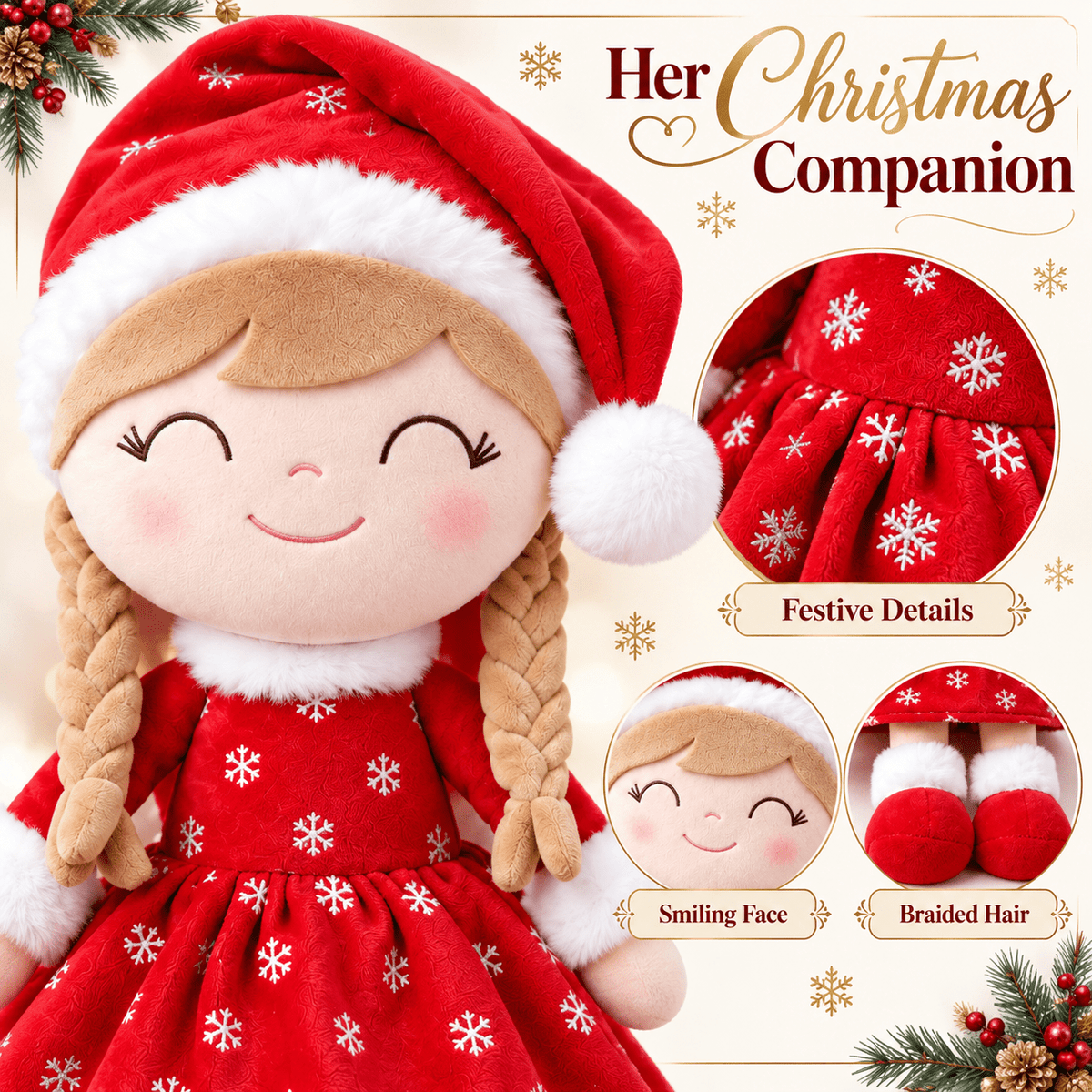 Gloveleya Christmas Doll Gift Box – 8-Piece 10th Anniversary Limited Edition – Red, Light Skin - Gloveleya Official