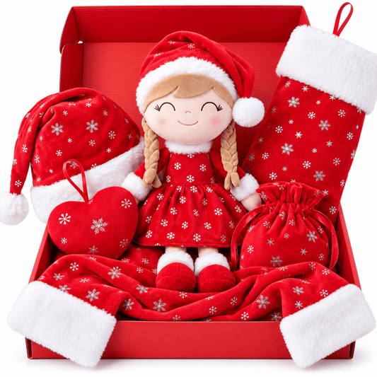 Gloveleya Christmas Doll Gift Box – 8-Piece 10th Anniversary Limited Edition – Red, Light Skin - Gloveleya Official